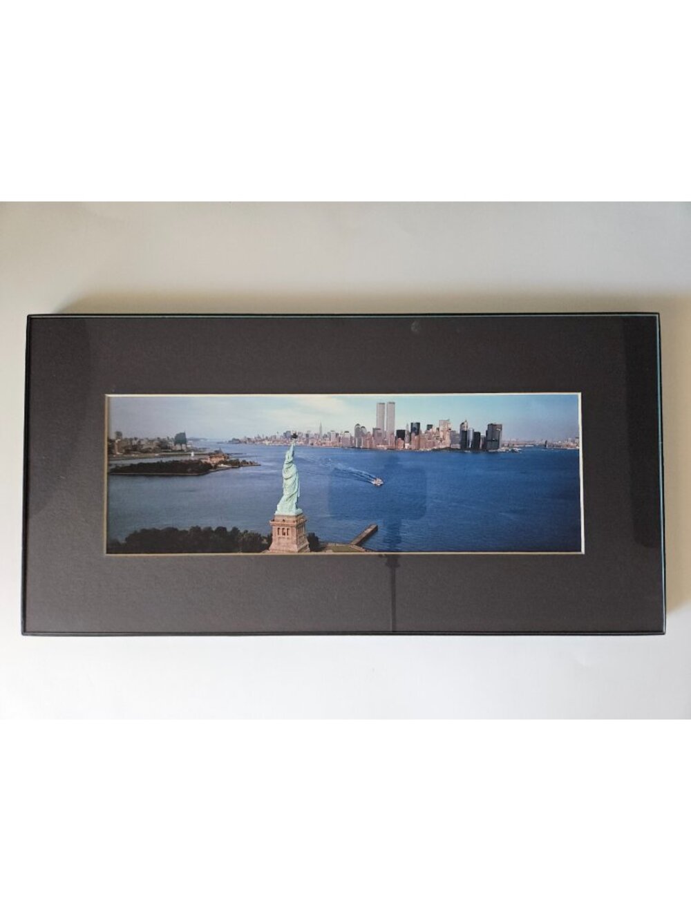 New York City Statue of Liberty Framed Art Print NYC Skyline 20" x 10"